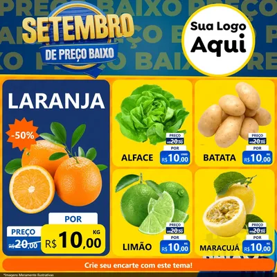 Modelo de Rede Social para Feed Facebook com o tema Setembro De Preço Baixo para Hortifrúti