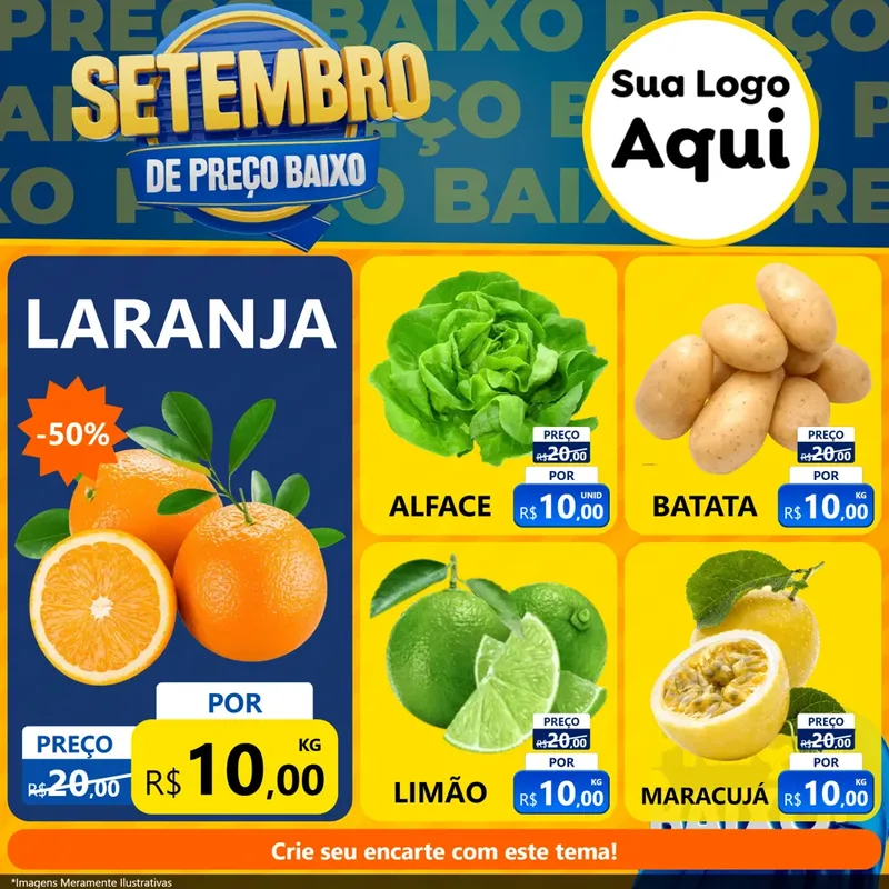 Modelo de Rede Social para Feed Facebook com o tema Setembro De Preço Baixo para Hortifrúti