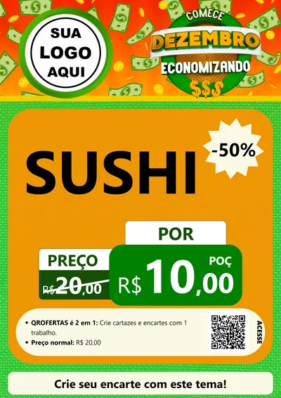 Modelo de Cartaz para Cartaz A4 Vertical com o tema Comece Dezembro Economizando para Comida japonesa