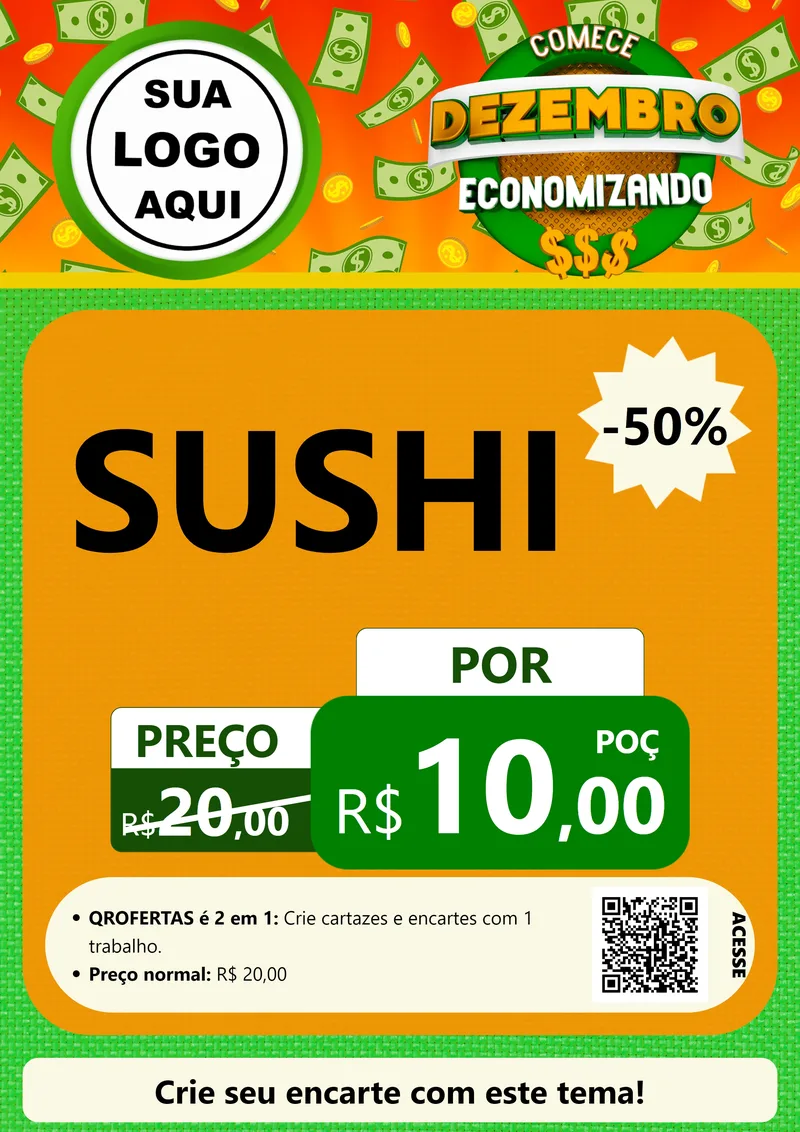 Modelo de Cartaz para Cartaz A4 Vertical com o tema Comece Dezembro Economizando para Comida japonesa
