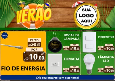 Modelo de Encarte para Encarte A4 Horizontal com o tema Verão para Materiais Elétricos