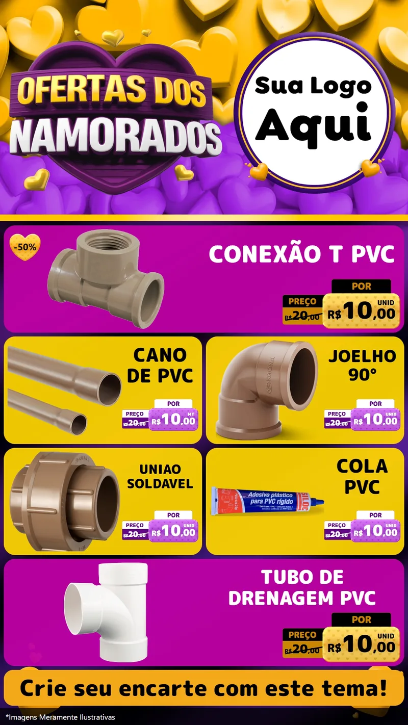 Modelo de TV para TV Vertical com o tema Oferta Dos Namorados para Tubos e conexões