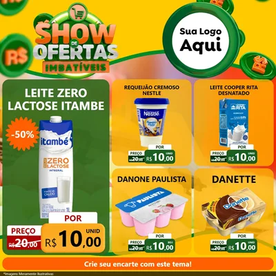 Modelo de Rede Social para Feed Facebook com o tema Show de Ofertas Imbatíveis para Frios e Laticínios