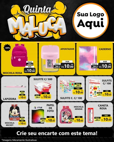 Modelo de Rede Social para Feed Instagram com o tema Quinta Maluca para Papelaria