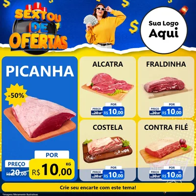 Modelo de Rede Social para Feed Facebook com o tema Sextou de Ofertas para Açougue