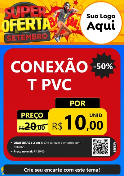 Modelo de Cartaz para Cartaz A4 Vertical com o tema Super Oferta Setembro para Tubos e conexões