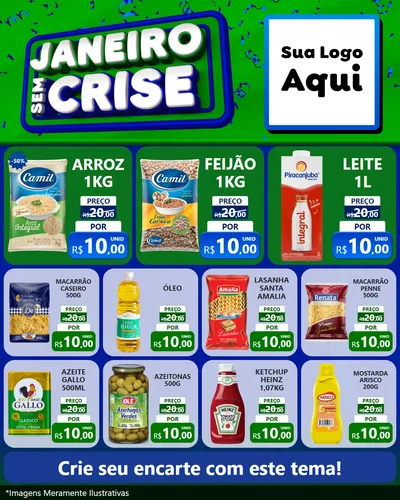 Modelo de Rede Social para Feed Instagram com o tema Janeiro Sem Crise para Supermercado
