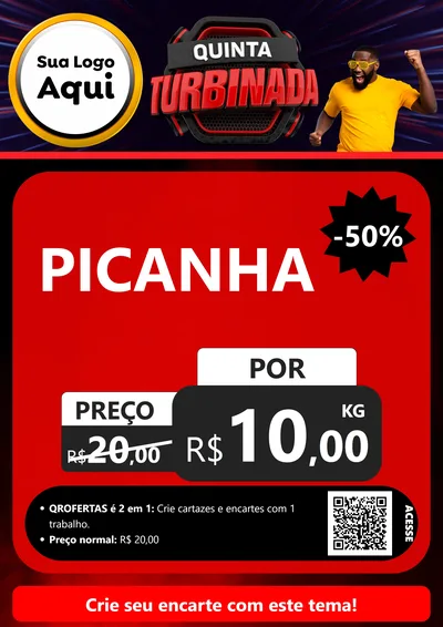 Modelo de Cartaz para Cartaz A4 Vertical com o tema Quinta Turbinada para Açougue