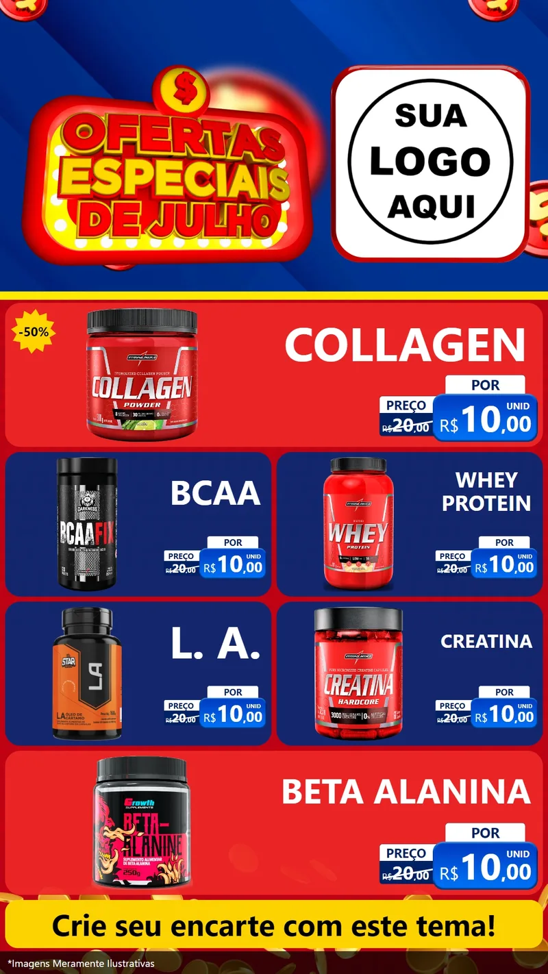 Modelo de TV para TV Vertical com o tema Ofertas Especiais de Julho para Suplementos alimentares
