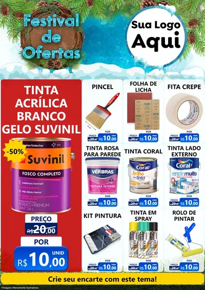 Modelo de Encarte para Encarte A4 Vertical com o tema Festival de Ofertas - Inverno para Tintas e Ferramentas