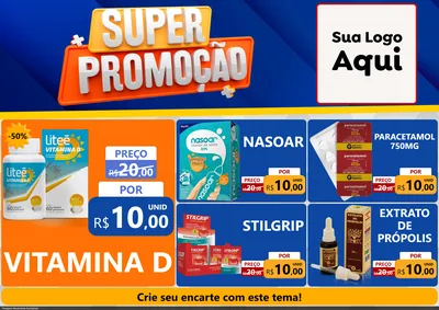 Modelo de Encarte para Encarte A4 Horizontal com o tema Super Promoção para Farmácia