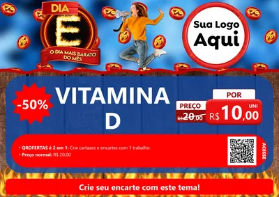 Modelo de Cartaz para Cartaz A4 Horizontal com o tema Dia E - O Dia Mais Barato Do Mês para Farmácia