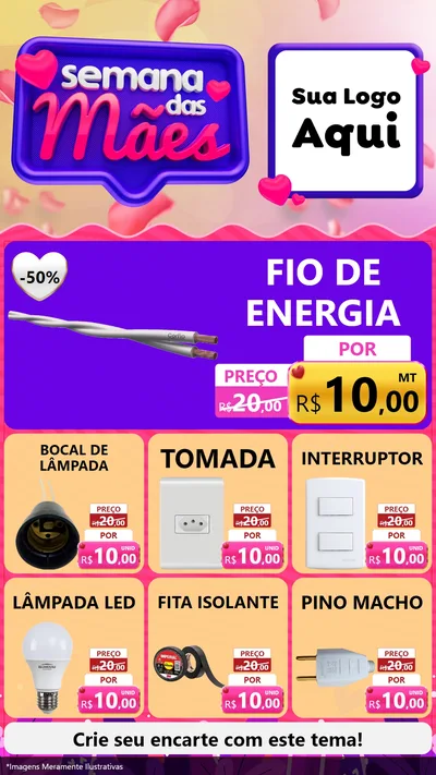 Modelo de Rede Social para Stories com o tema Semana das Mães para Materiais Elétricos