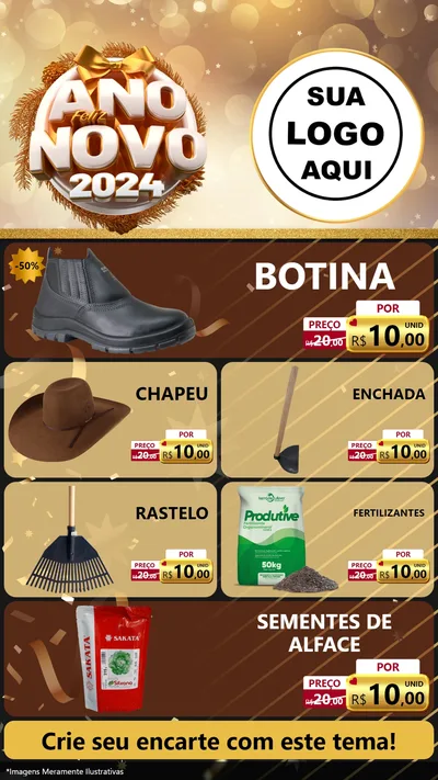 Modelo de TV para TV Vertical com o tema Feliz Ano Novo 2027 para Agropecuária