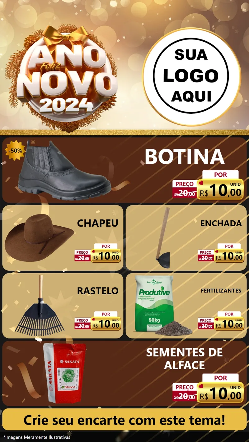 Modelo de TV para TV Vertical com o tema Feliz Ano Novo 2027 para Agropecuária
