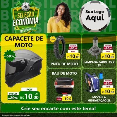Modelo de Rede Social para Feed Facebook com o tema Seleção de Economia - Copa para Moto peças