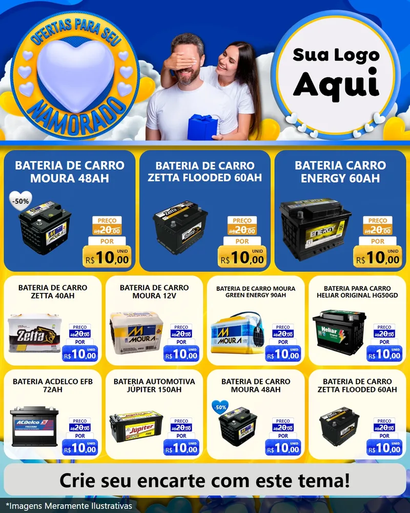 Modelo de Rede Social para Feed Instagram com o tema Ofertas Para Seu Namorado para Baterias Elétricas
