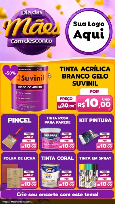Modelo de Rede Social para Stories com o tema Dia das Mães com Desconto para Tintas e Ferramentas