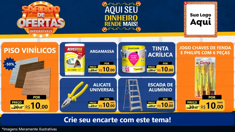 Modelo de TV para TV Horizontal com o tema Sábado de Ofertas Imperdíveis para Material para Construção