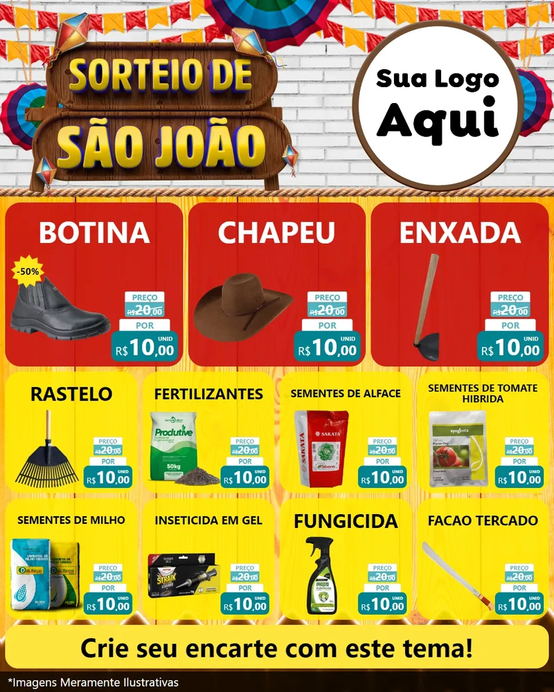 Modelo de Rede Social para Feed Instagram com o tema Sorteio de São João para Agropecuária
