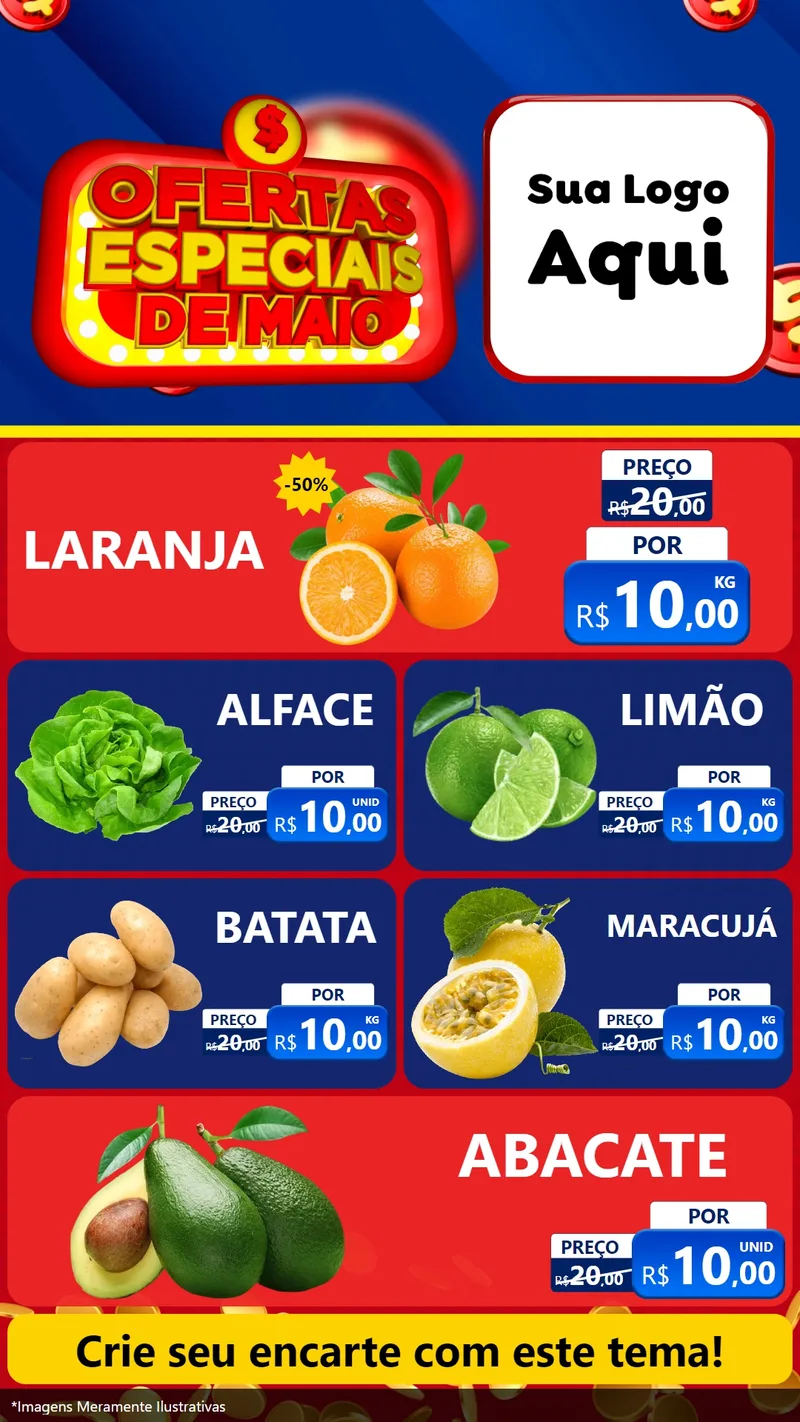 Modelo de TV para TV Vertical com o tema Ofertas Especiais de Maio para Hortifrúti