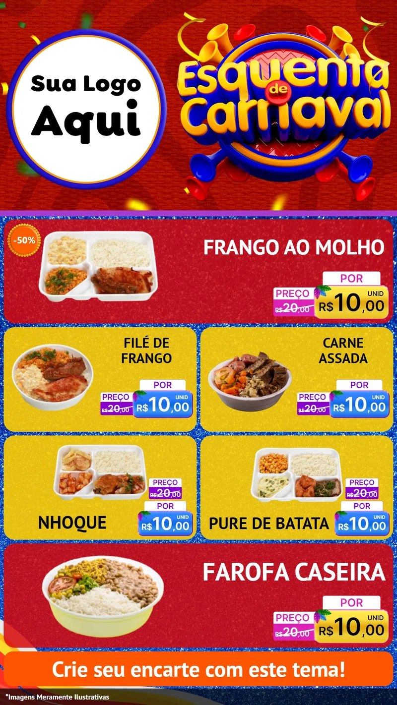 Modelo de TV para TV Vertical com o tema Esquenta de Carnaval para Restaurante