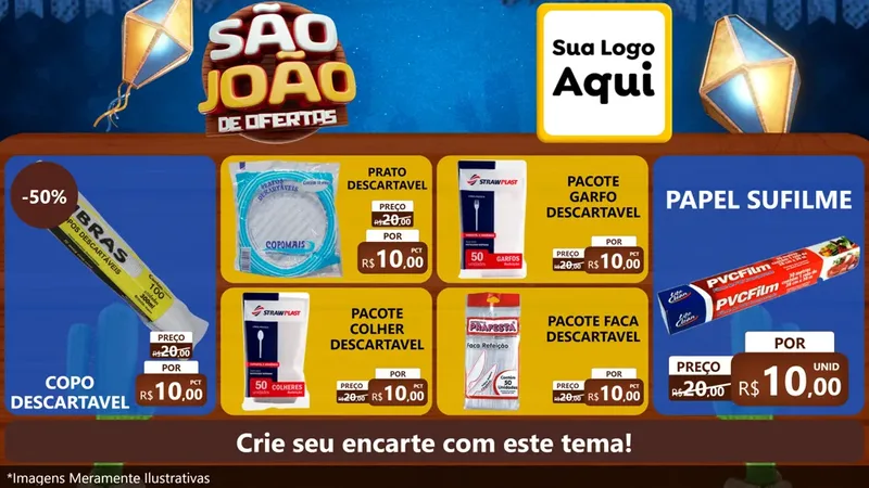 Modelo de TV para TV Horizontal com o tema São João Ofertas Imbatíveis! - Junina para Embalagens
