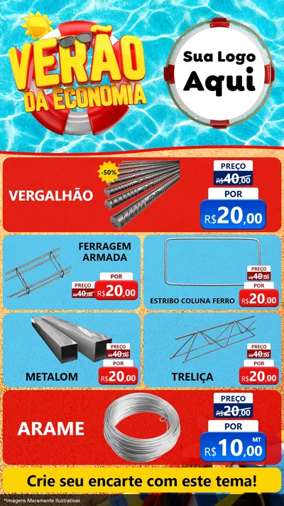 Modelo de TV para TV Vertical com o tema Verão da Economia para Ferragens