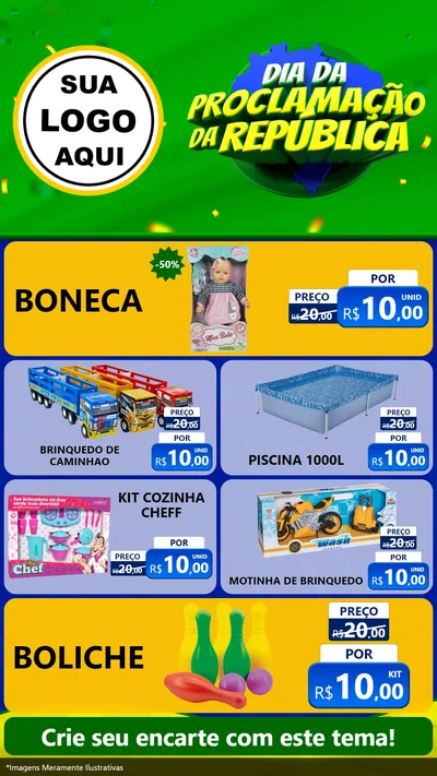 Modelo de TV para TV Vertical com o tema Dia Da Proclamação Da República para Brinquedos