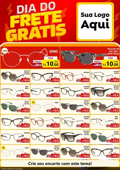 Modelo de Encarte para Encarte A4 Vertical com o tema Dia do Frete Grátis para Óticas