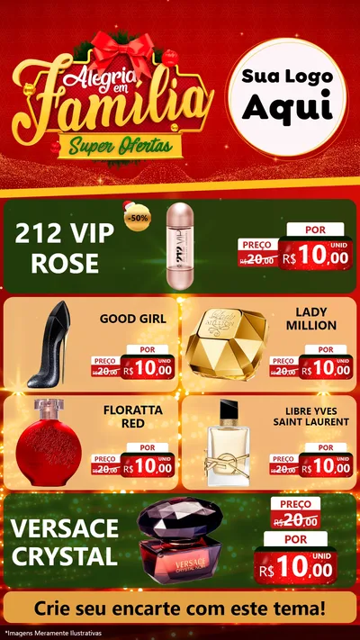 Modelo de TV para TV Vertical com o tema Alegria em Família Super Ofertas - Natal para Perfumes