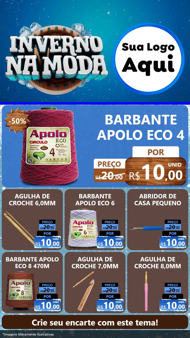 Modelo de Rede Social para Stories com o tema Inverno na Moda para Armarinho e Aviamentos