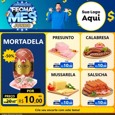 Modelo de Rede Social para Feed Facebook com o tema Operação Fecha Mês, Junho para Frios e Laticínios