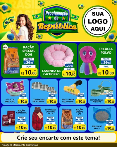 Modelo de Rede Social para Feed Instagram com o tema Proclamação da República para Pet Shop