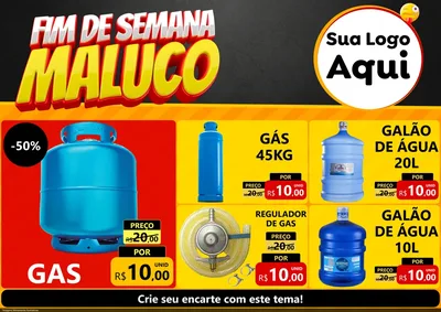 Modelo de Encarte para Encarte A4 Horizontal com o tema Final de Semana Maluco para Água e gás