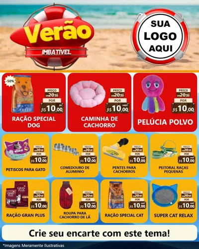 Modelo de Rede Social para Feed Instagram com o tema Verão Imbatível para Pet Shop