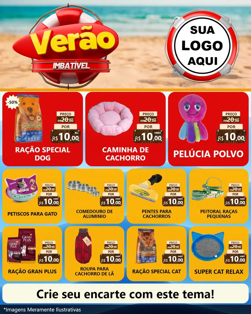 Modelo de Rede Social para Feed Instagram com o tema Verão Imbatível para Pet Shop