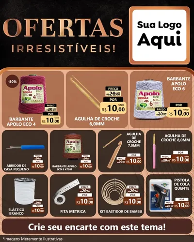 Modelo de Rede Social para Feed Instagram com o tema Ofertas Irresistíveis! para Armarinho e Aviamentos