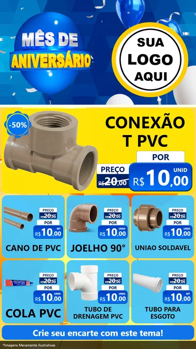 Modelo de Rede Social para Stories com o tema Mês de Aniversário para Tubos e conexões