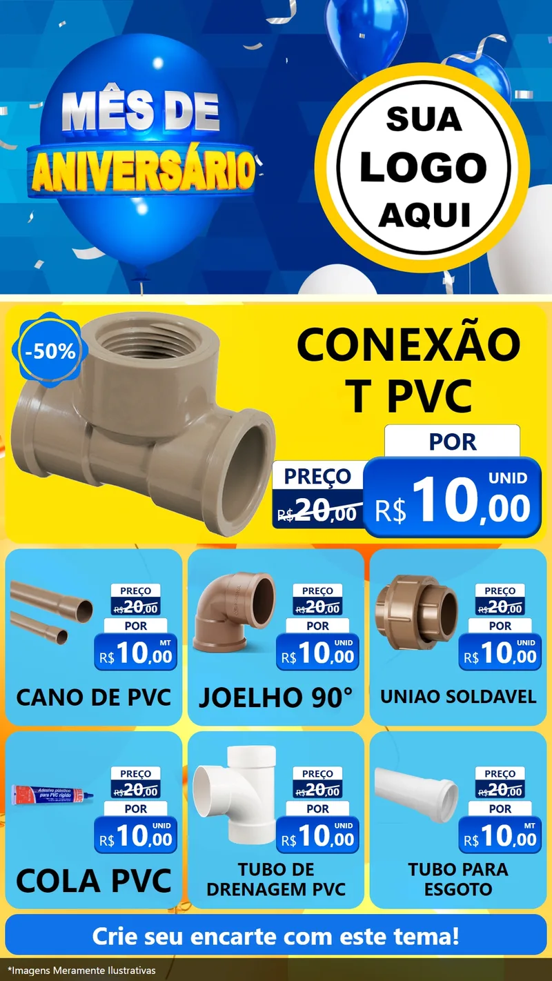 Modelo de Rede Social para Stories com o tema Mês de Aniversário para Tubos e conexões