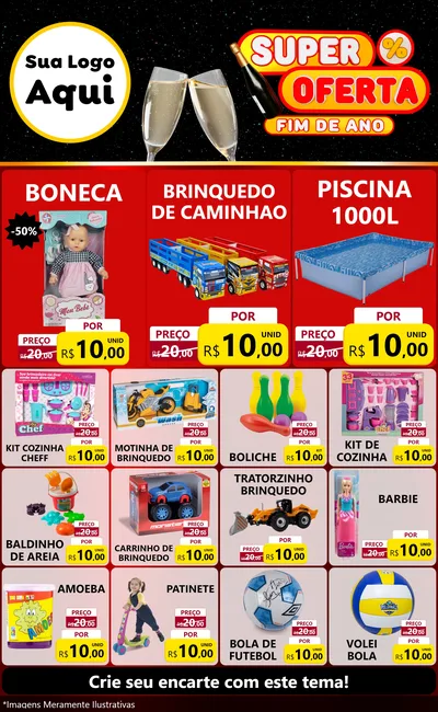 Modelo de Encarte para Encarte Grande com o tema Super Oferta Fim de Ano para Brinquedos