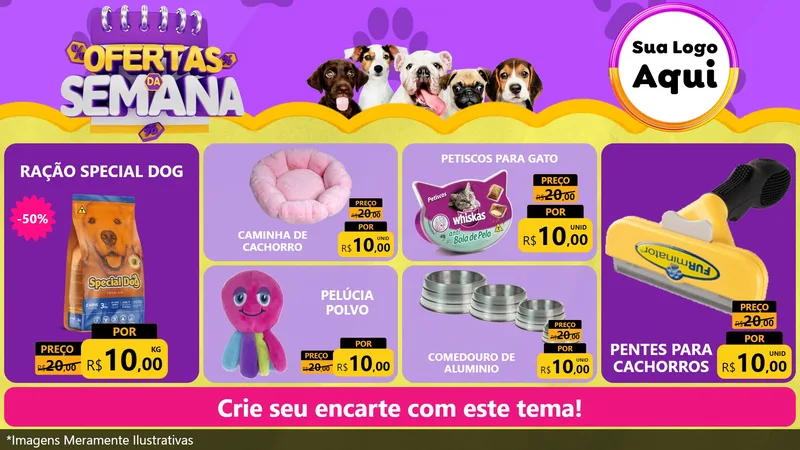 Modelo de TV para TV Horizontal com o tema Ofertas da Semana - Pet para Pet Shop