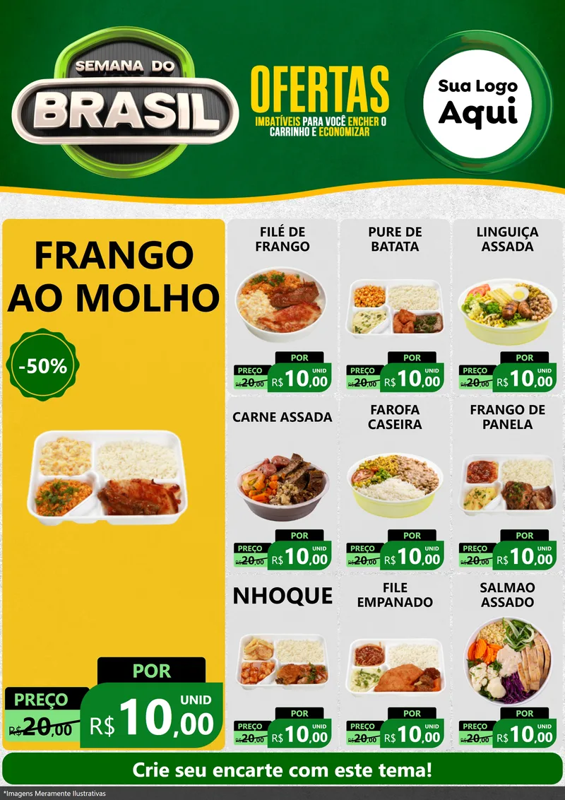 Modelo de Encarte para Encarte A4 Vertical com o tema Semana do Brasil para Restaurante