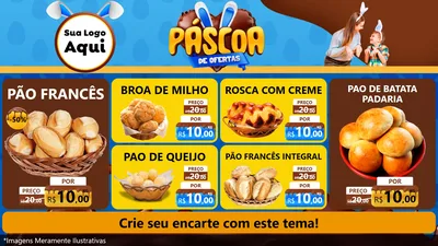 Modelo de TV para TV Horizontal com o tema Páscoa de Ofertas para Padaria