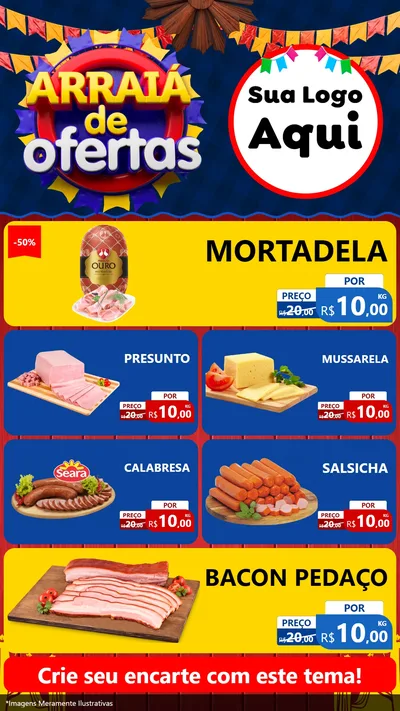 Modelo de TV para TV Vertical com o tema Arraiá de Ofertas para Frios e Laticínios