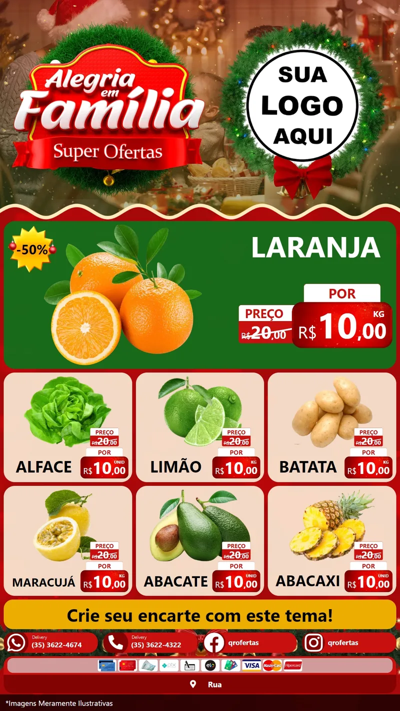 Modelo de Rede Social para Stories com o tema Alegria Em Família - Super Ofertas para Hortifrúti