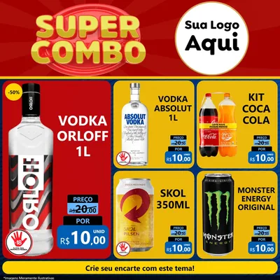 Modelo de Rede Social para Feed Facebook com o tema Super Combo para Distribuidora de bebidas