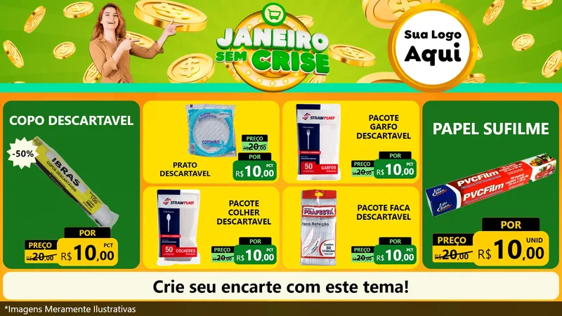 Modelo de TV para TV Horizontal com o tema Janeiro Sem Crise para Embalagens