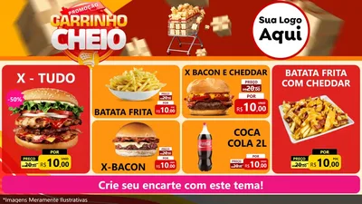 Modelo de TV para TV Horizontal com o tema Promoção carrinho cheio para Hamburgueria