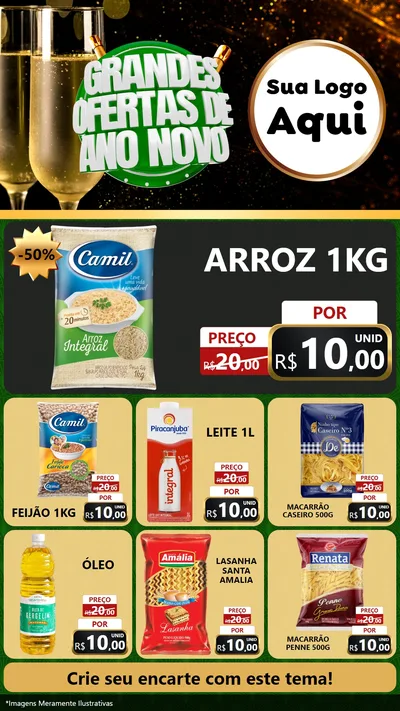 Modelo de Rede Social para Stories com o tema Grandes Ofertas de Ano Novo para Supermercado